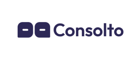 The Consolto logo consists of two dark blue square shapes flanking a white space, with the company name written in dark blue text to the right.