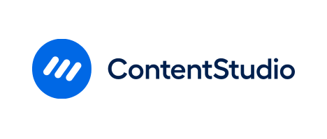The ContentStudio logo consists of a blue circle containing three white lines, followed by the company name "ContentStudio" in black text on a white background.