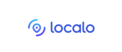 The blue &ldquo;localo&rdquo; logo features stylized text and a small eye icon.