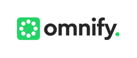 The Omnify logo consists of a green square containing white circles and the company name "omnify" in black text with a small green dot to the right.
