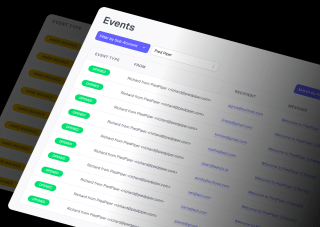A computer screen displays a table with event details, including 