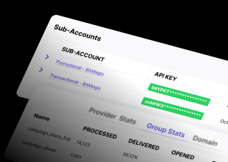 A screenshot displays a table with sub-accounts data, including 