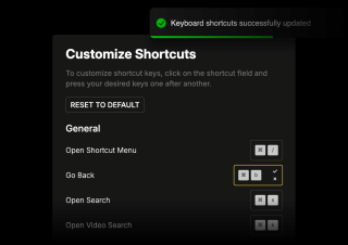 A black keyboard shortcut menu displays options for 