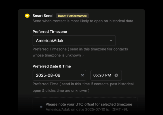 A smart send interface displays a yellow 