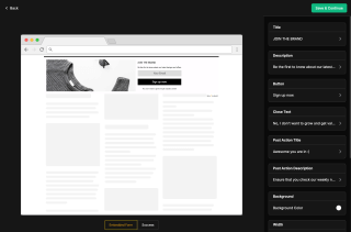 A website's homepage features a clean, white background, centered around a product with a black and white cat illustration, and a successful business banner.