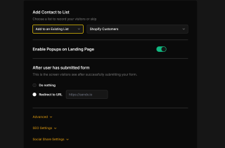 A popup window on a landing page requests contact information, with options for 